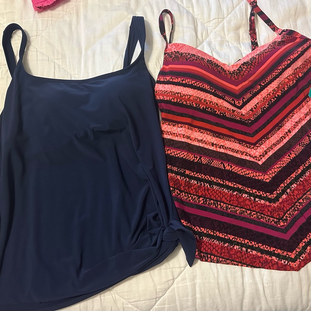 2 New Women’s Aqua Green Tankini Top both in Large L